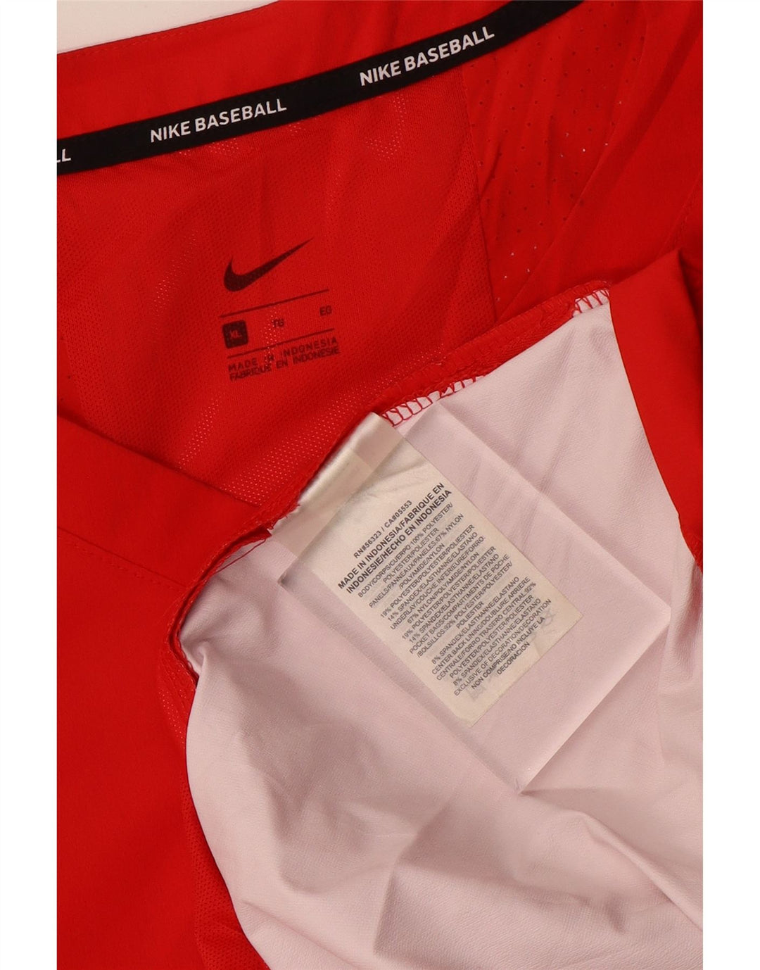 Nike Herre Baseball Top 3/4 ærme XL Rød Polyester
