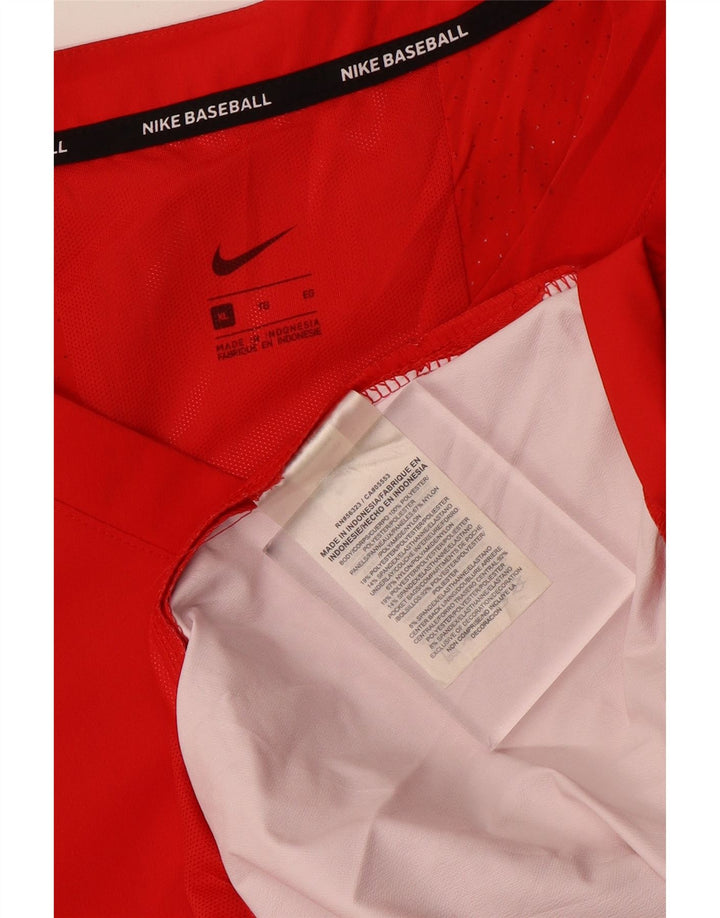 Nike Herre Baseball Top 3/4 ærme XL Rød Polyester