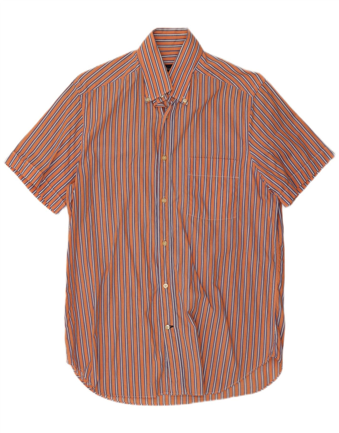 Massimo Dutti Herre kortærmet skjorte medium orange stribet bomuld