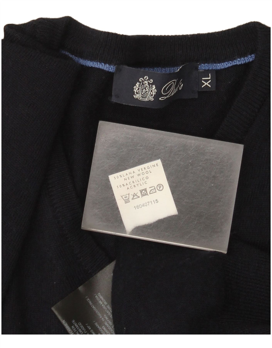 Dacks herre V-hals sweater XL marineblå uld