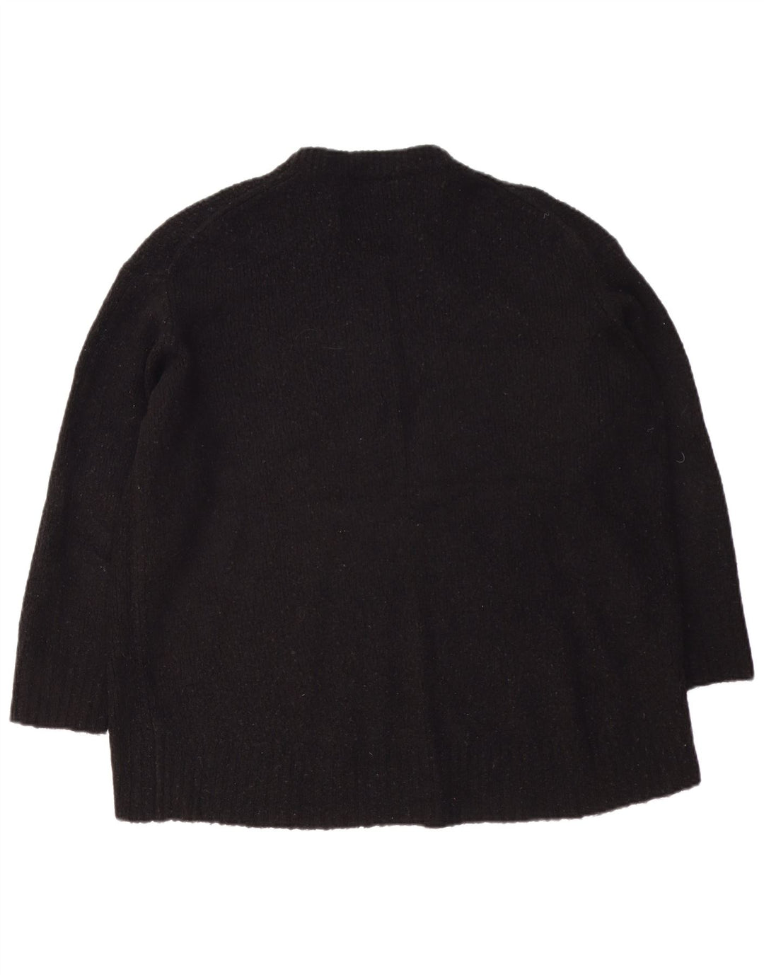 Zara Womens Oversized Crew Neck Jumper Sweater UK 14 Medium Black Acryl