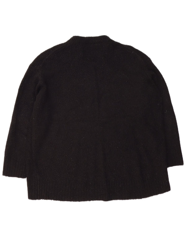 Zara Womens Oversized Crew Neck Jumper Sweater UK 14 Medium Black Acryl