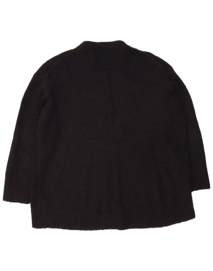 Zara Womens Oversized Crew Neck Jumper Sweater UK 14 Medium Black Acryl