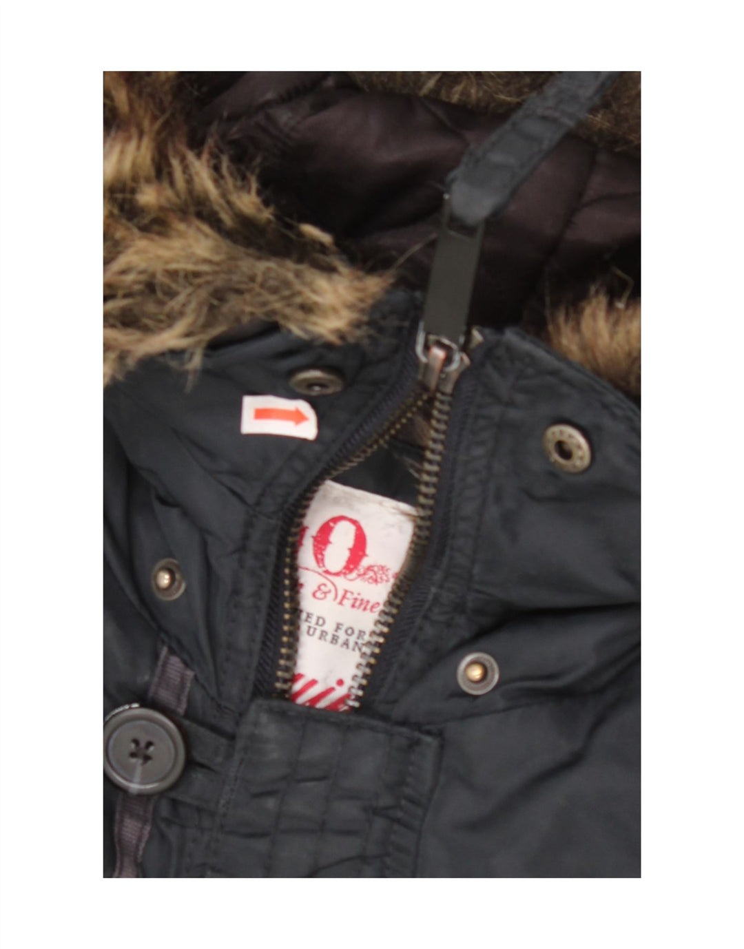 KHUJO Herre Hooded Parka Jacket UK 38 Medium Navy Blue Nylon