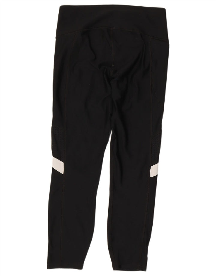 Under Armour Womens Crop Leggings UK 12 Medium Black Colourblock Polyester