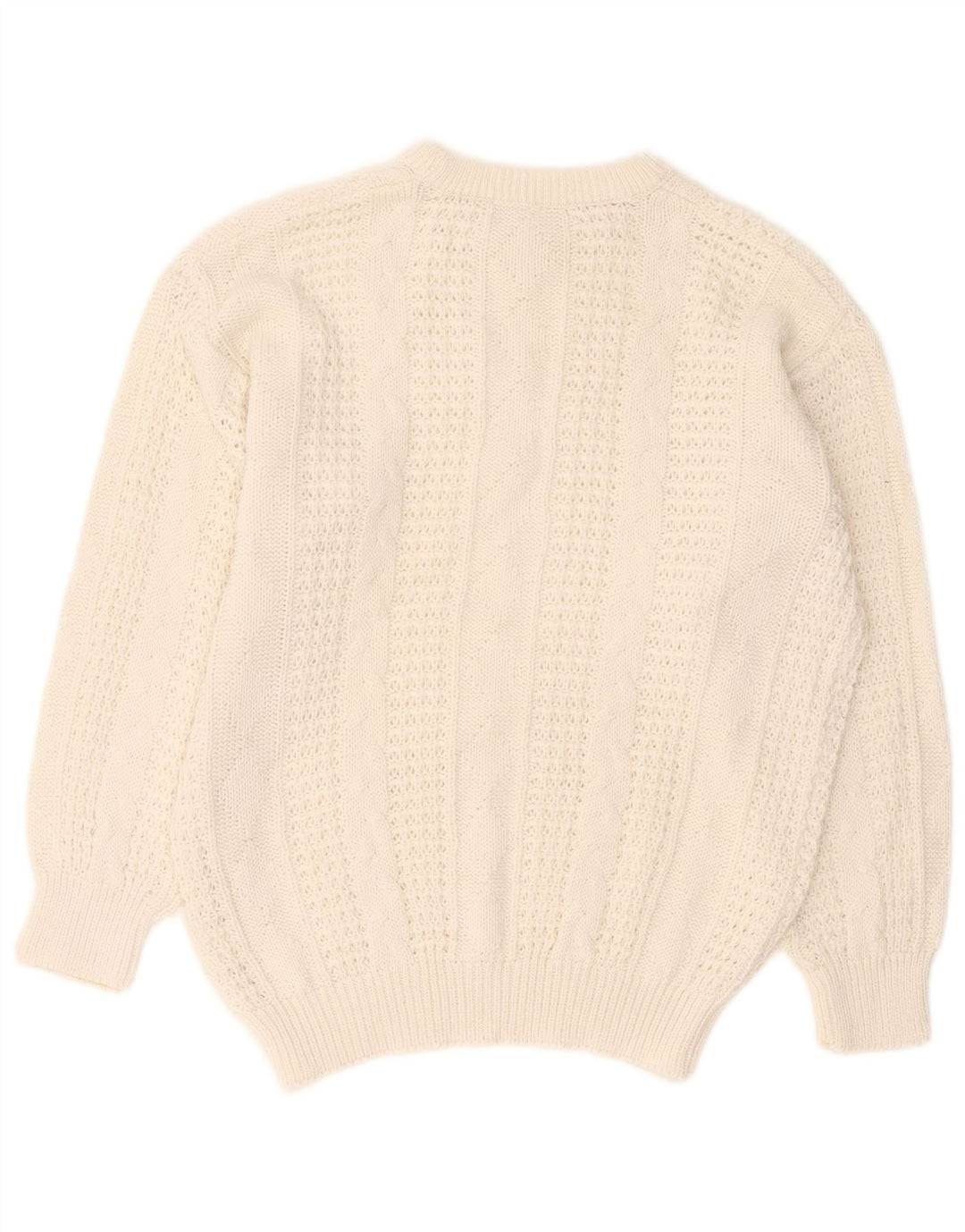 VINTAGE Dame sweater med rund hals i overstørrelse UK 10/12 Medium White