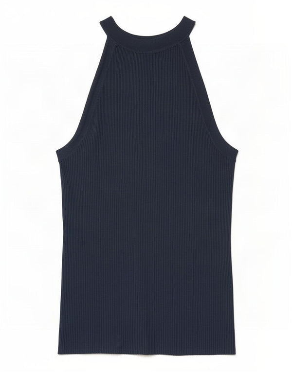 Zara Dame Halter Top UK 8 Small Navy Blue Viscose