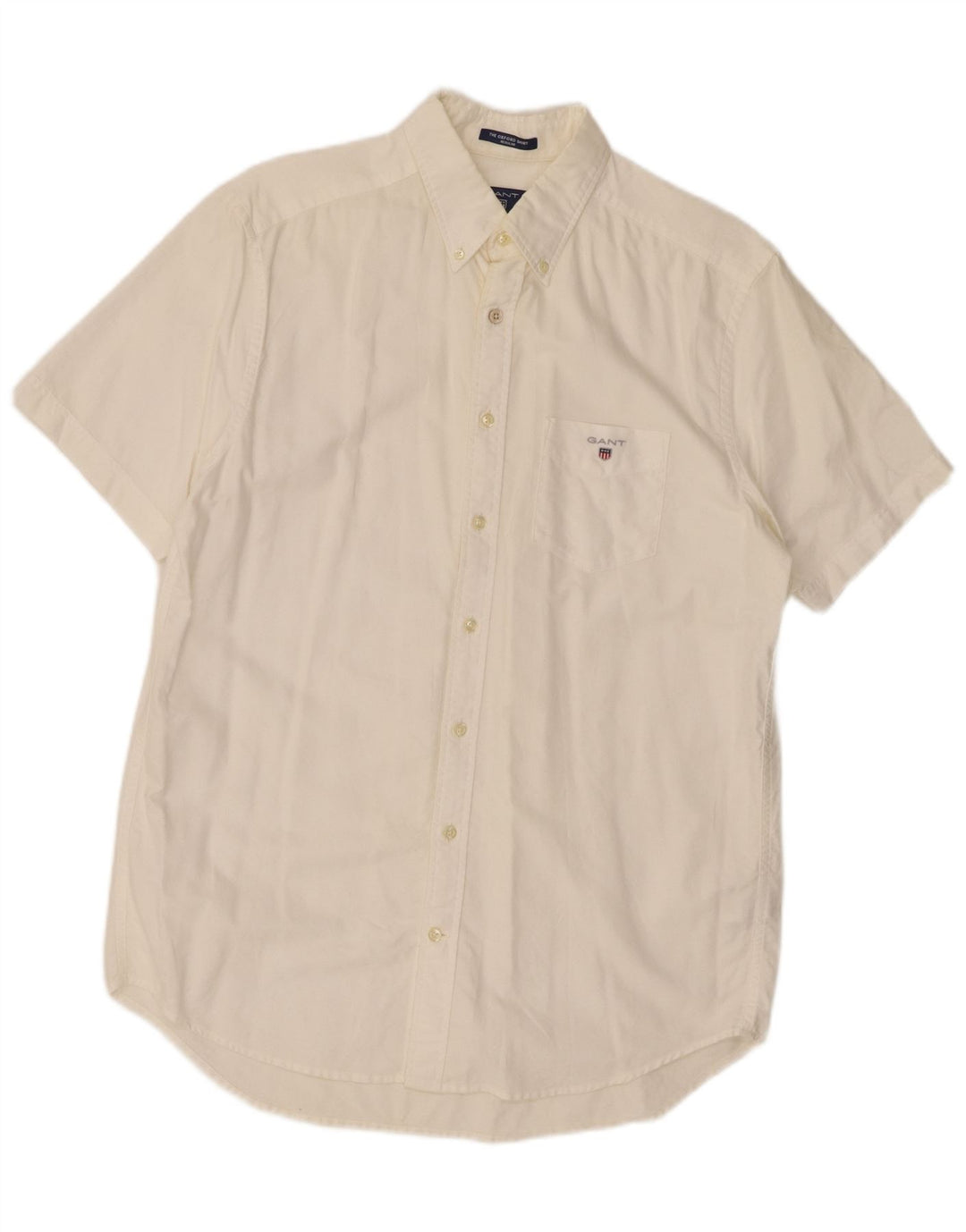Gant Kortærmet Herreskjorte med normal pasform Størrelse 39/40 15 3/4 Medium Hvid