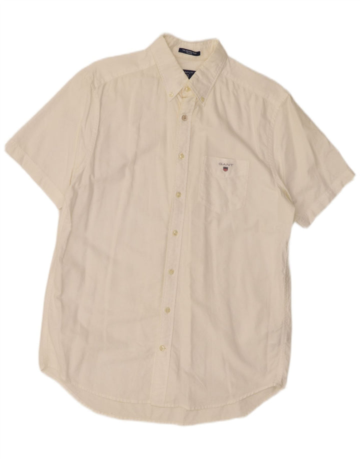 Gant Kortærmet Herreskjorte med normal pasform Størrelse 39/40 15 3/4 Medium Hvid