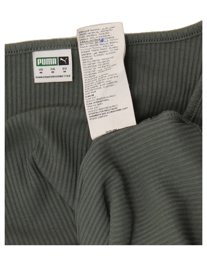PUMA Womens Crop T-Shirt Top UK 12 Medium Green Cotton Vintage Puma and Second-Hand Puma from Messina Hembry 