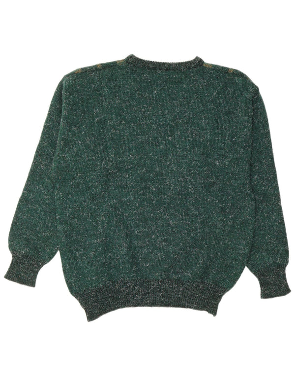 Vintage Herre Crew Neck Jumper Sweater IT 50 Medium Grøn Stribet