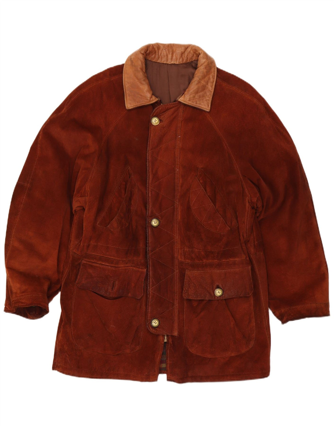 Vintage herre ruskindsjakke IT 54 2XL brunt læder