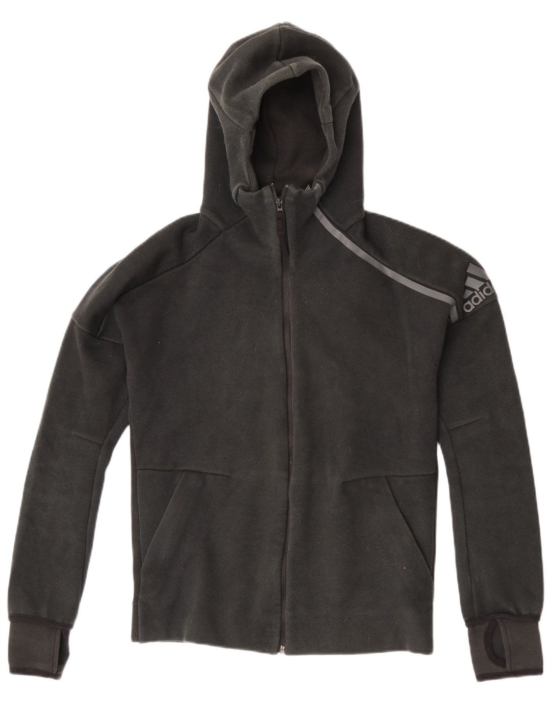 Adidas Herre grafisk hættetrøje med lynlås, lille sort polyester