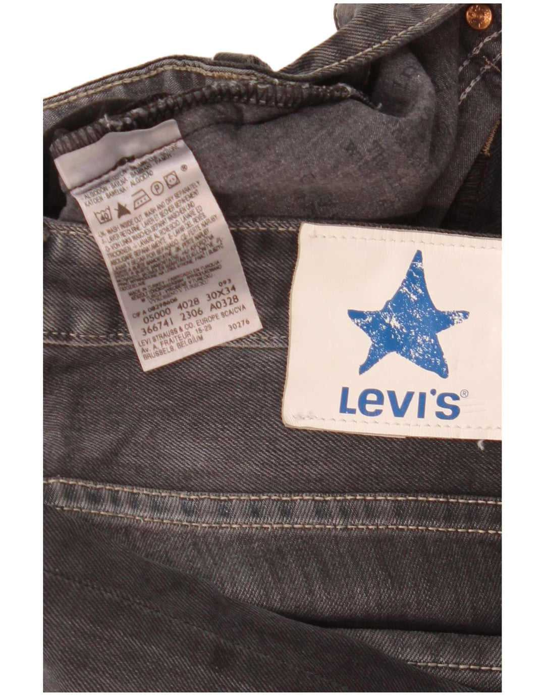 Levi's Straight Jeans til mænd W30 L34 Grå bomuld