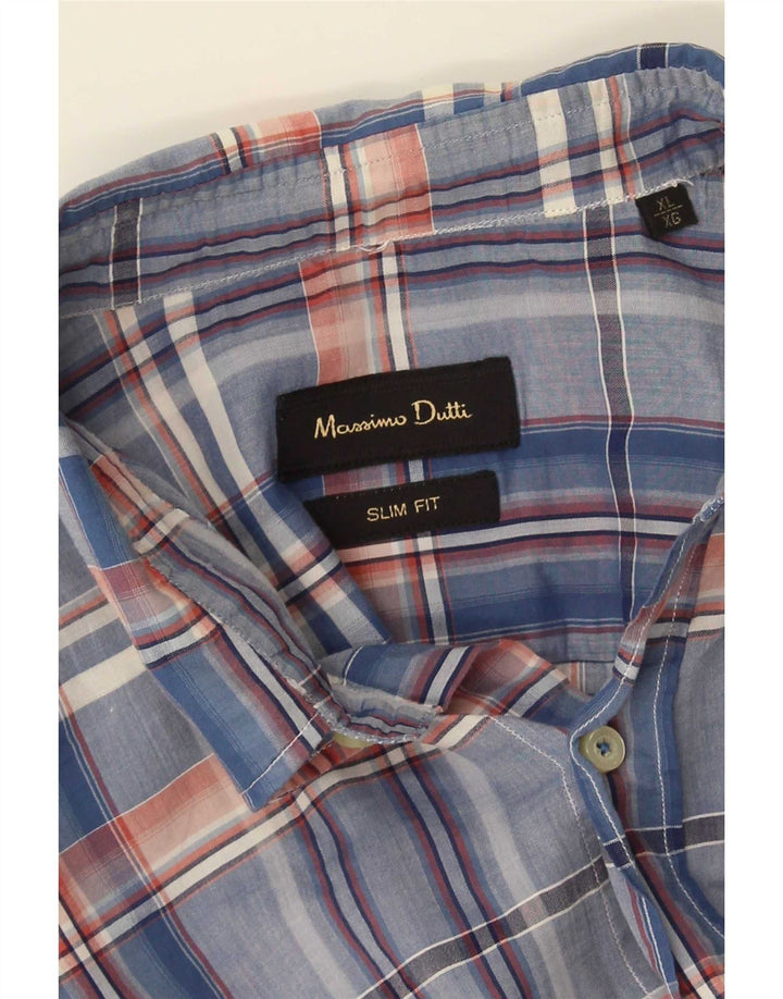 Massimo Dutti herre Slim Fit skjorte XL blå ternet