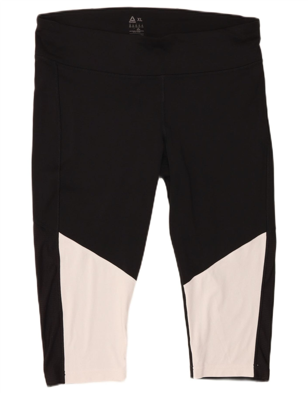 REEBOK Capri Leggings til kvinder UK 20/22 XL Sort Colourblock Polyester