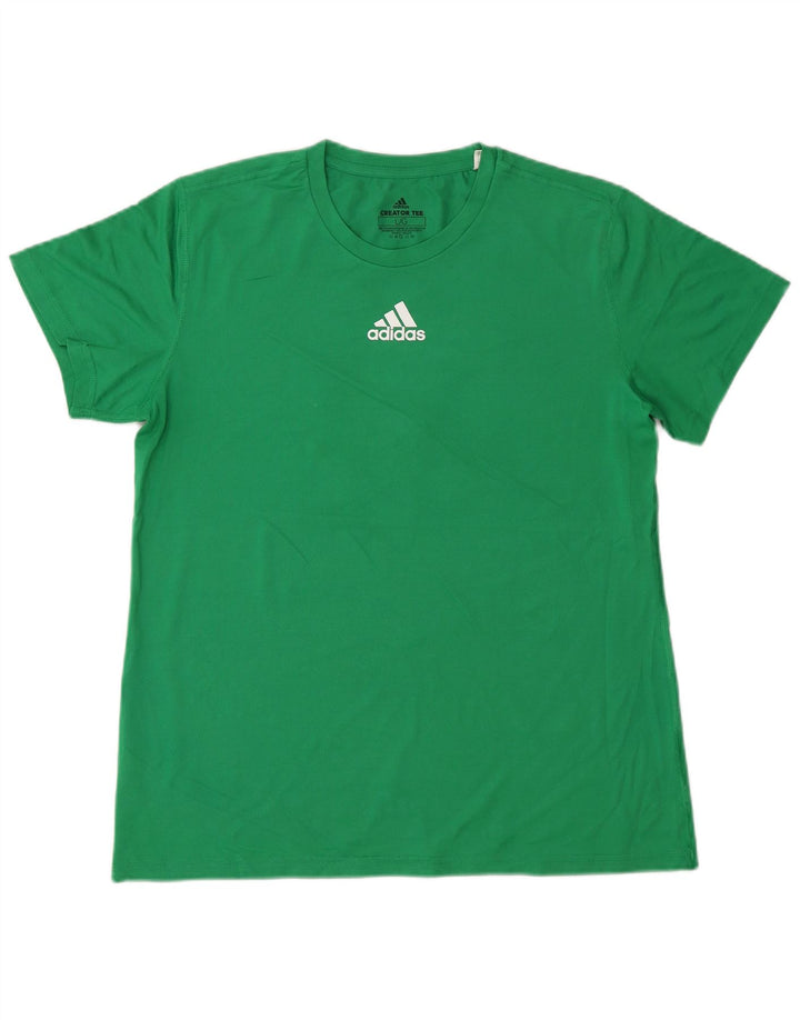 ADIDAS Dame Climalite T-Shirt Top UK 16 Stor Grøn Polyester