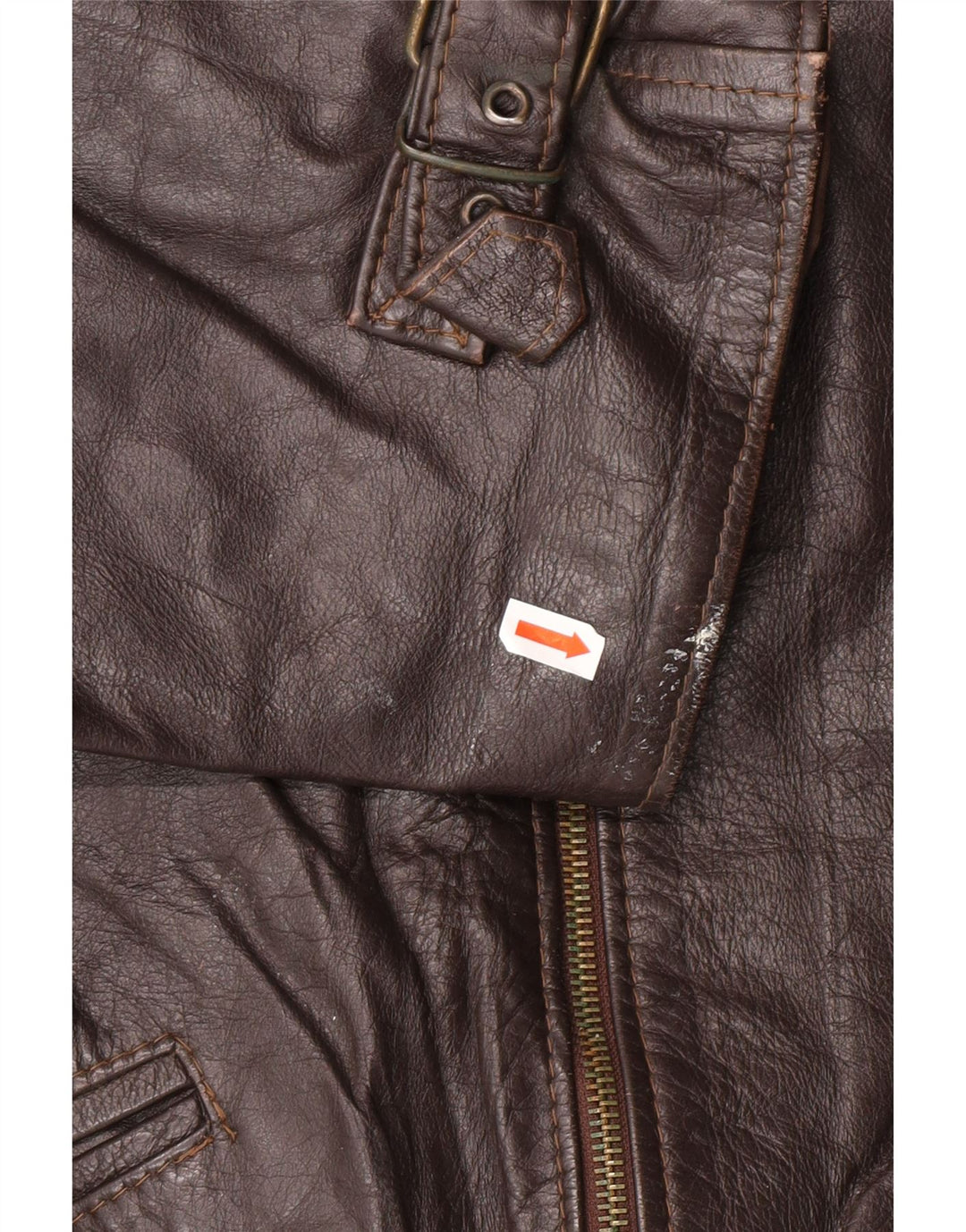 VINTAGE Herre læderjakke UK 42 XL Brunt læder