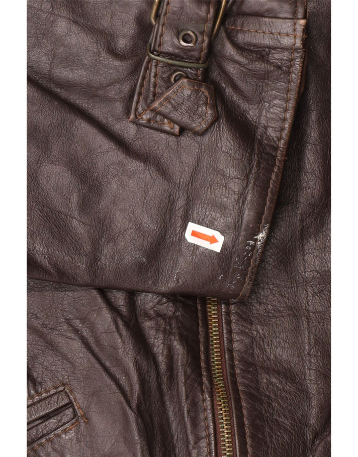 VINTAGE Herre læderjakke UK 42 XL Brunt læder