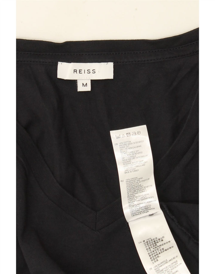 Reiss Herre T-Shirt Top Medium Sort Bomuld