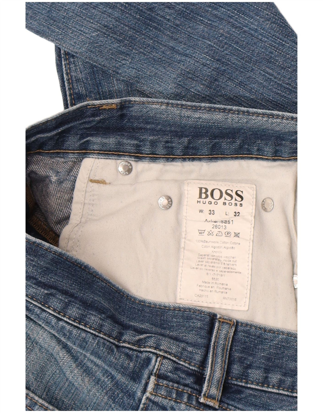 Hugo Boss Straight Jeans til mænd W33 L32 blå bomuld