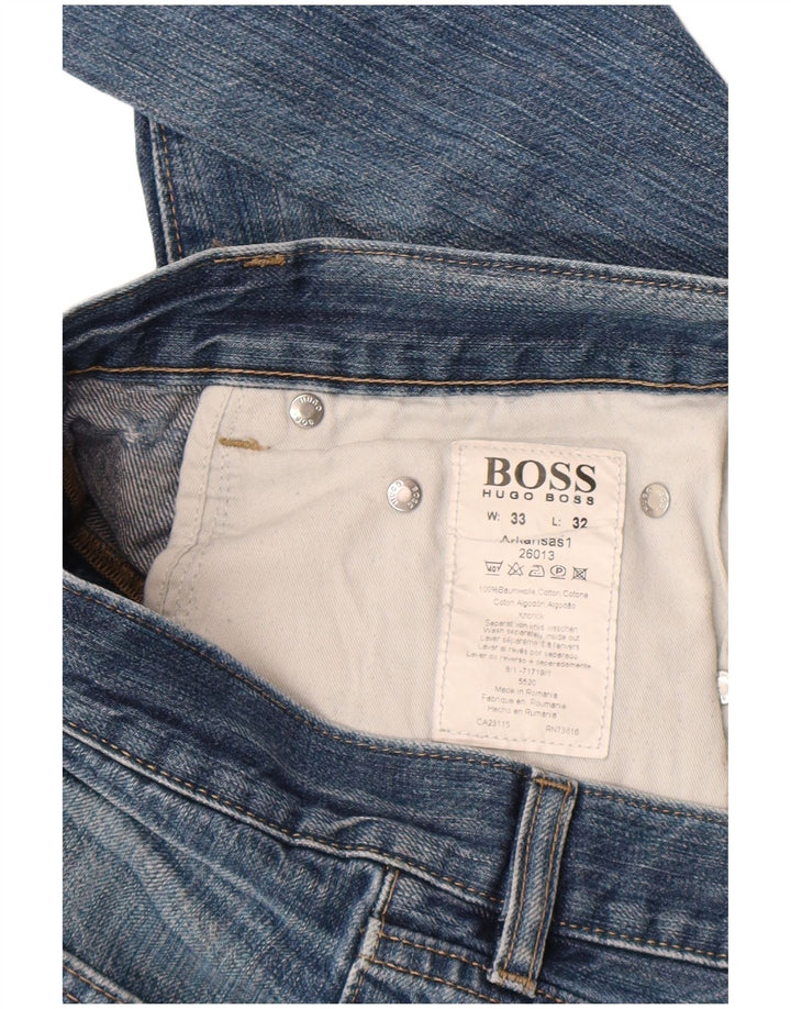 Hugo Boss Straight Jeans til mænd W33 L32 blå bomuld
