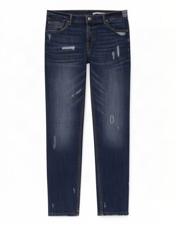 Zara Womens Distressed Relaxed Fit Skinny Jeans EU 34 2XS W24 L25 Navy Blue