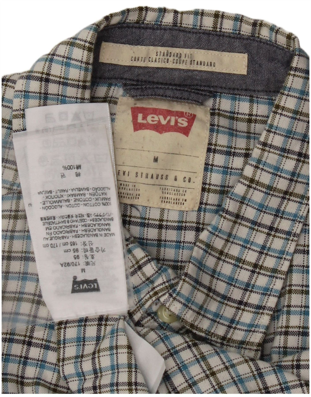LEVI'S Herre Coupe Standard Standard Fit Skjorte Medium blå ternet bomuld