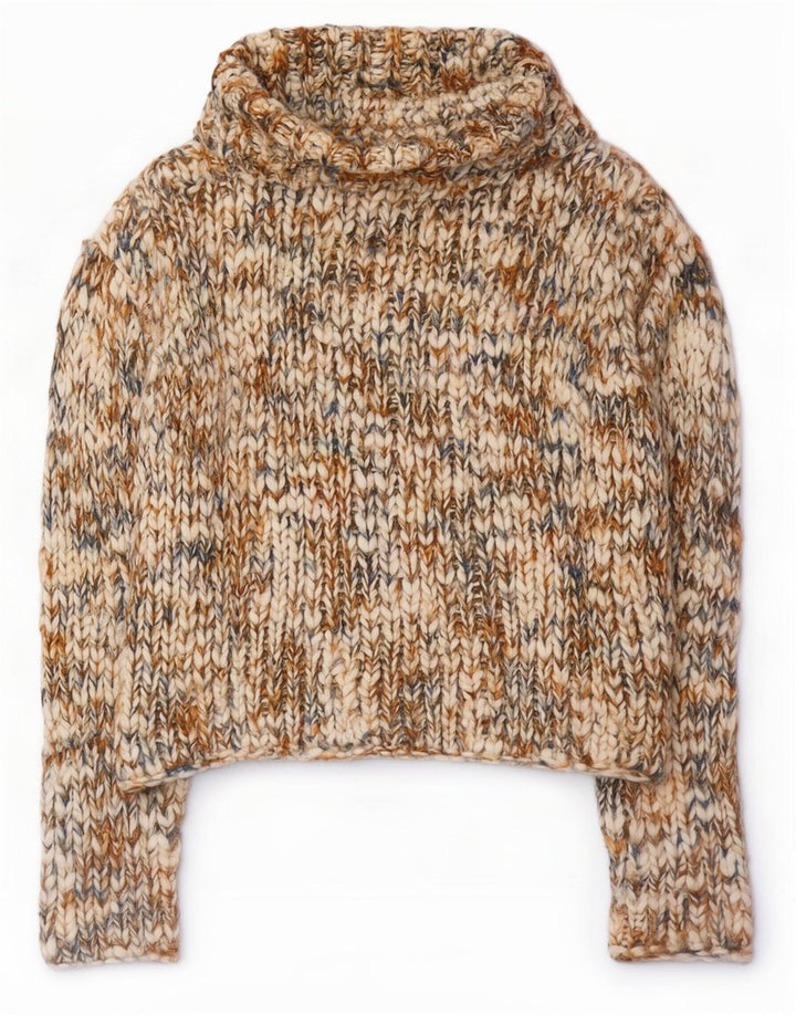 Delt Dame Roll Neck Jumper Sweater EU 36 Small Multicolored Flecked