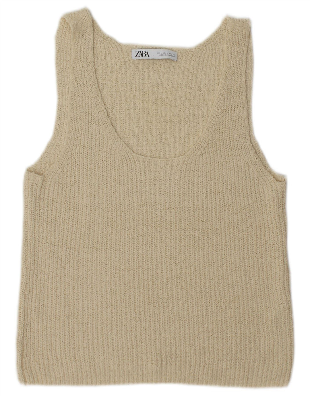 Zara Dame Vest Tank Top UK 12 Medium Beige Akryl