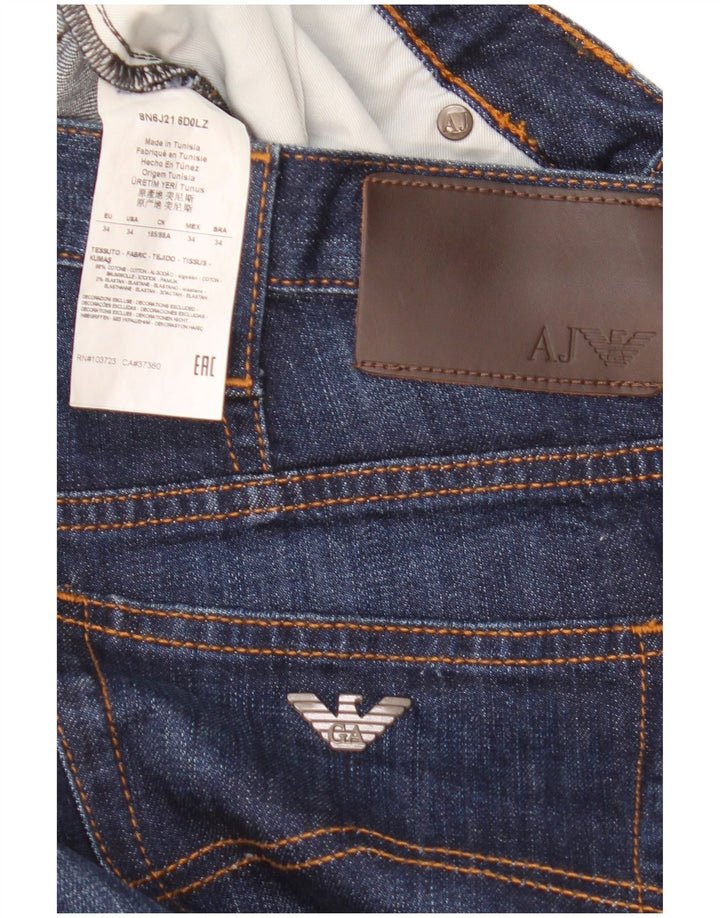 Armani Straight Jeans til mænd W34 L32 Marineblå Bomuld