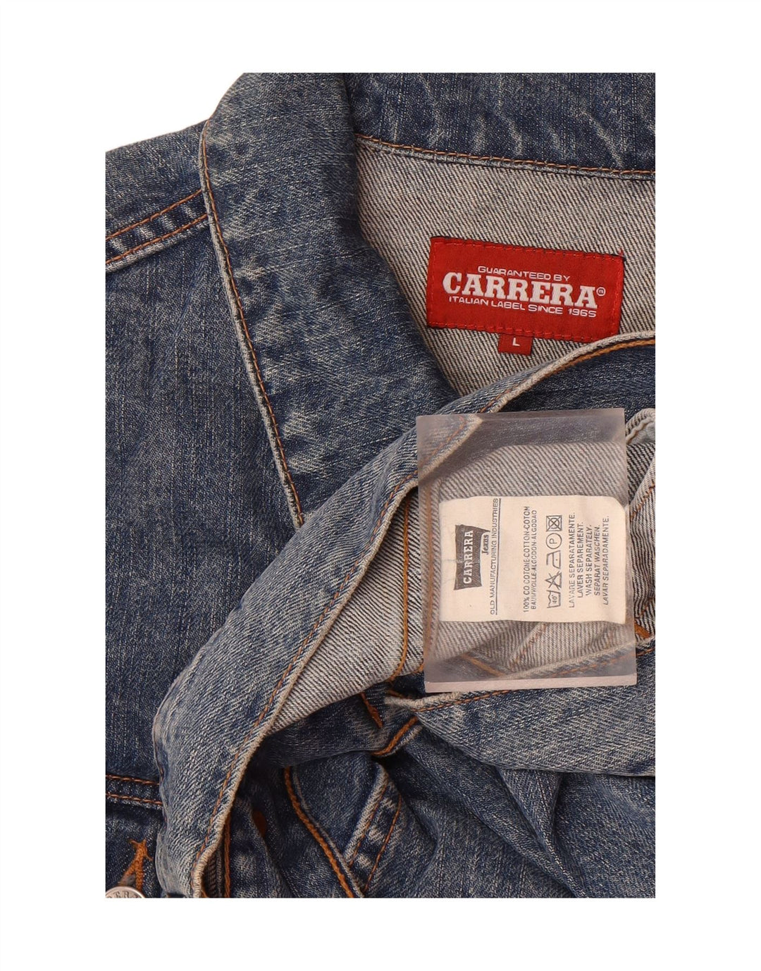 CARRERA Mens Denim Jacket UK 40 Large Blue Cotton