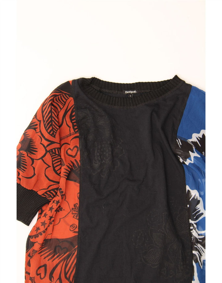 DESIGUAL Womens Oversized Tunic Top UK 10 Small Multicoloured Floral Vintage Desigual and Second-Hand Desigual from Messina Hembry 