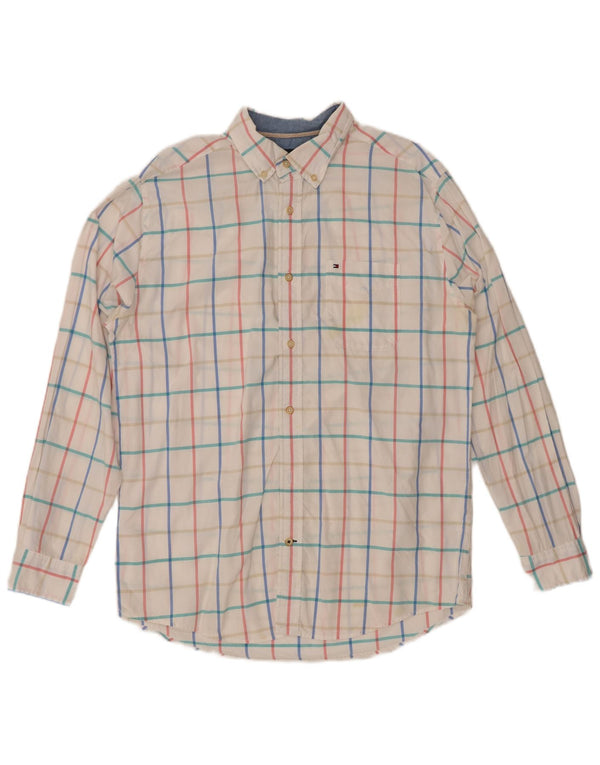 TOMMY HILFIGER Herre Classic Fit skjorte Medium hvid ternet bomuld