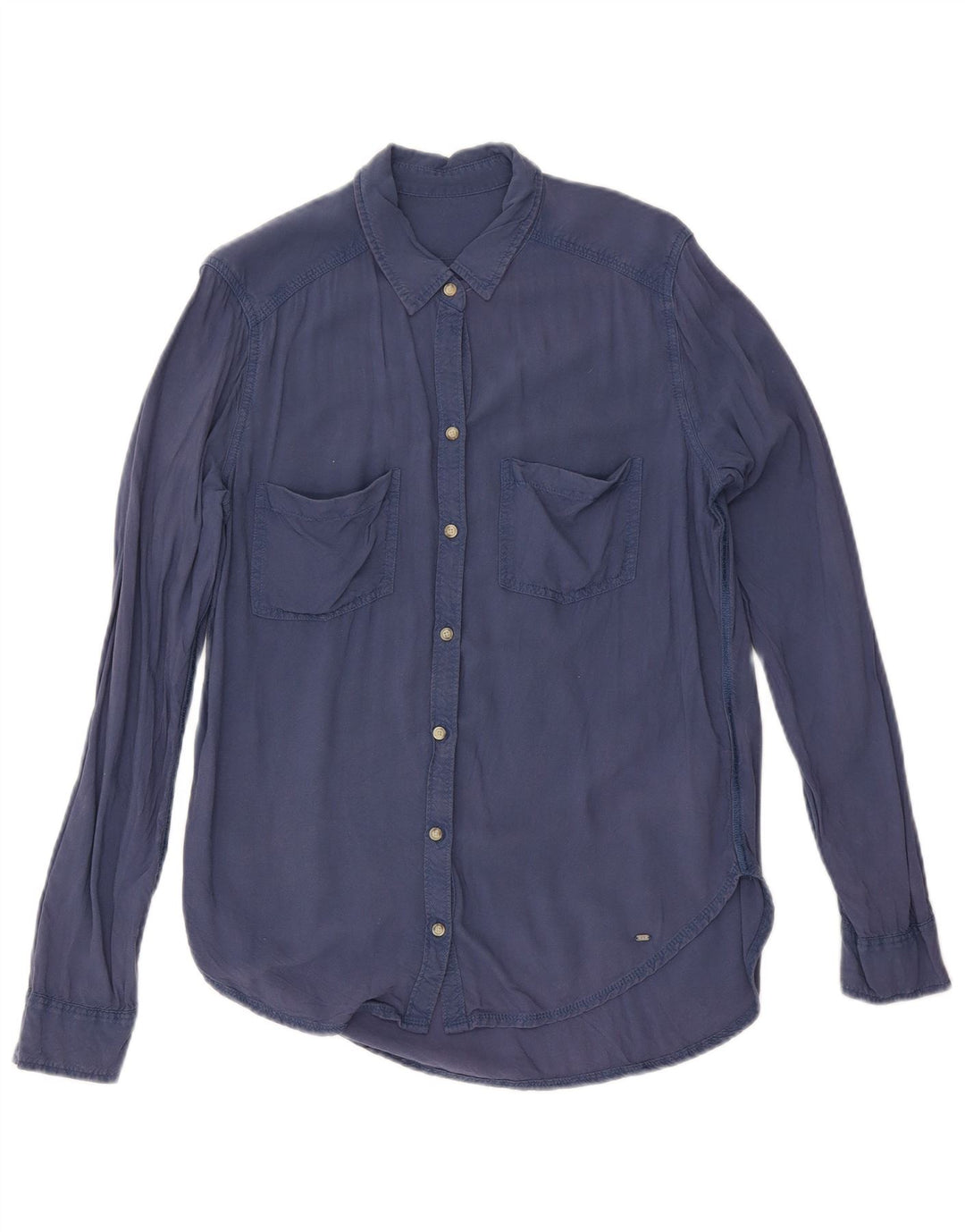 Abercrombie & Fitch Dameskjorte UK 14 Medium Navy Blue Viscose