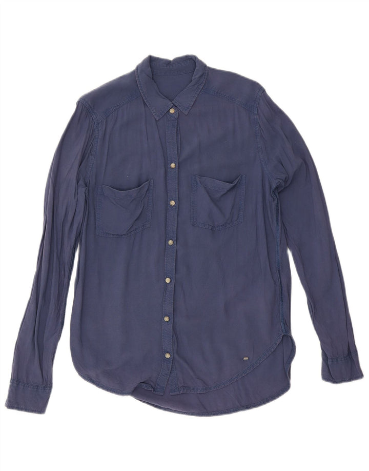 Abercrombie & Fitch Dameskjorte UK 14 Medium Navy Blue Viscose