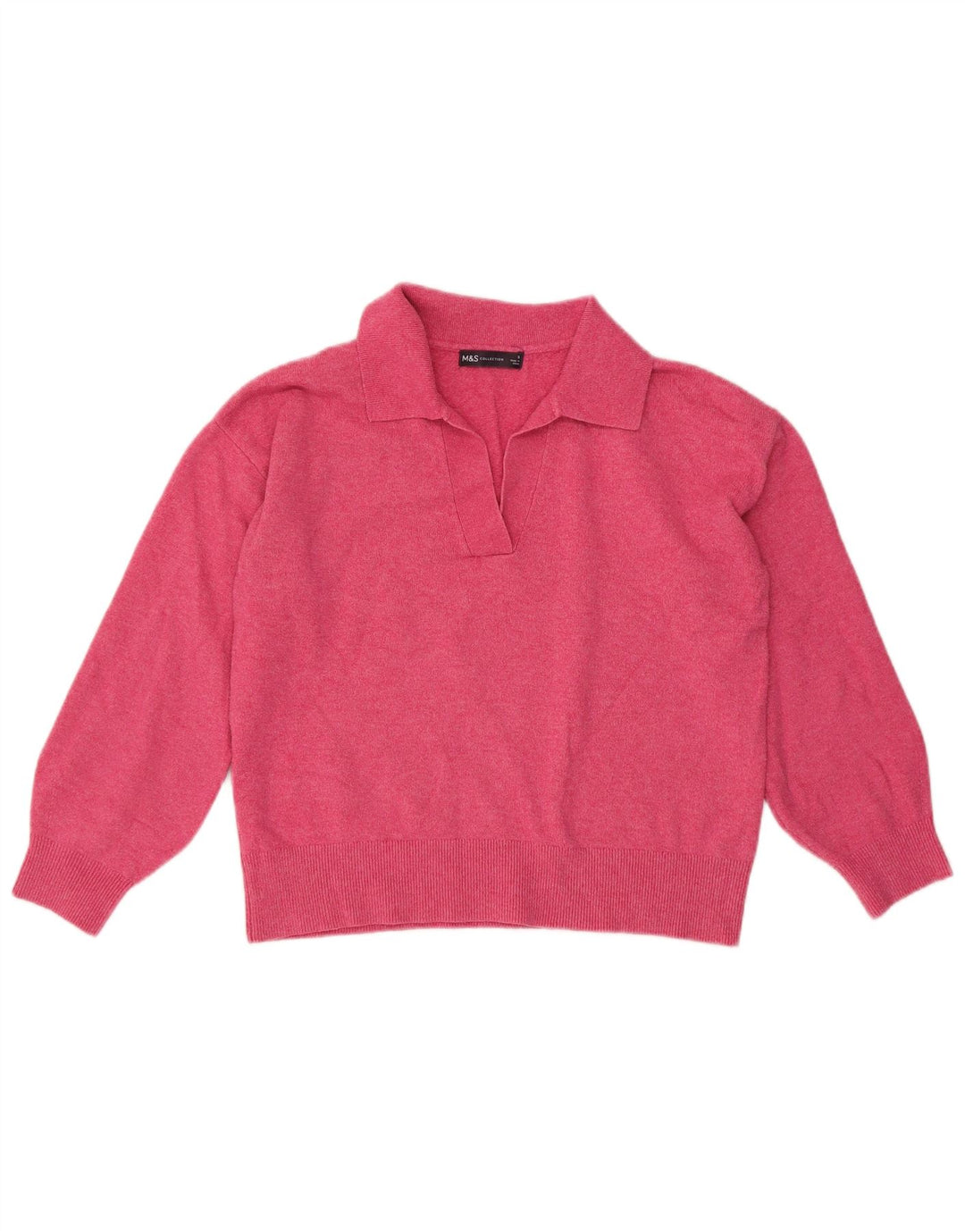 Marks & Spencer Dame Oversized Polo Neck Jumper Sweater UK 10 Small Pink