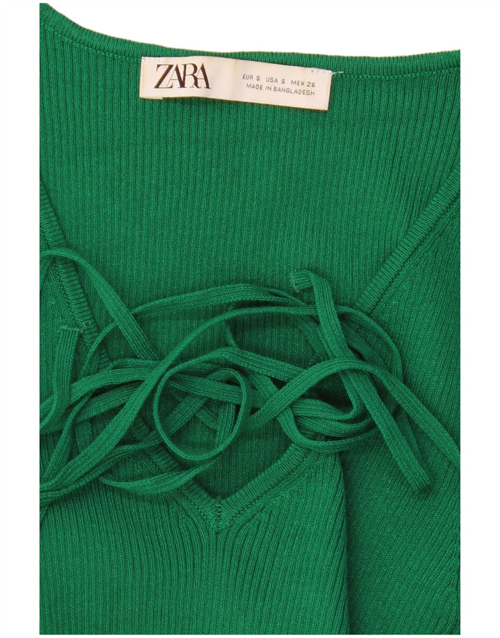 Zara Langærmet Crop Top til kvinder DK 8 Lille Grøn