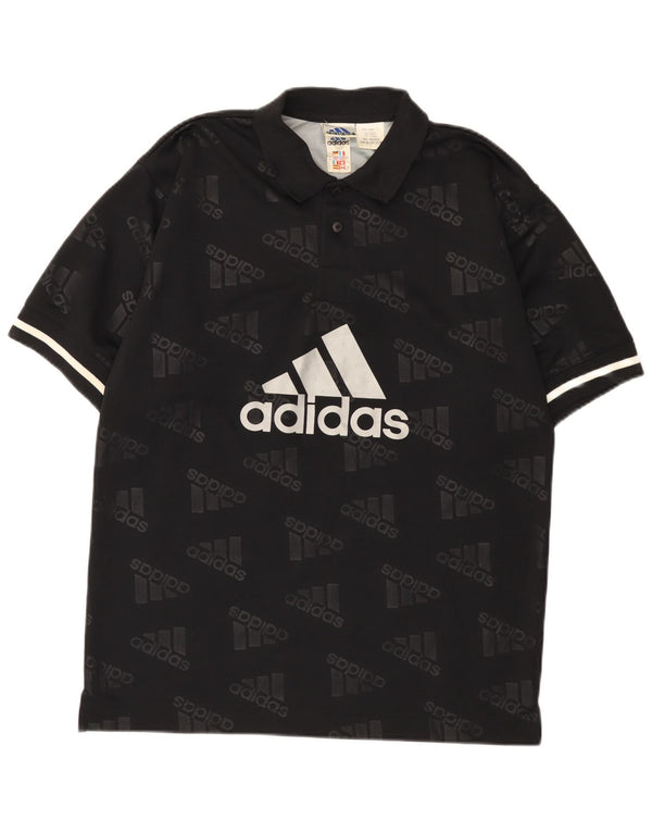 Adidas Mens Graphic Polo Shirt UK 36/38 Small Black Polyester