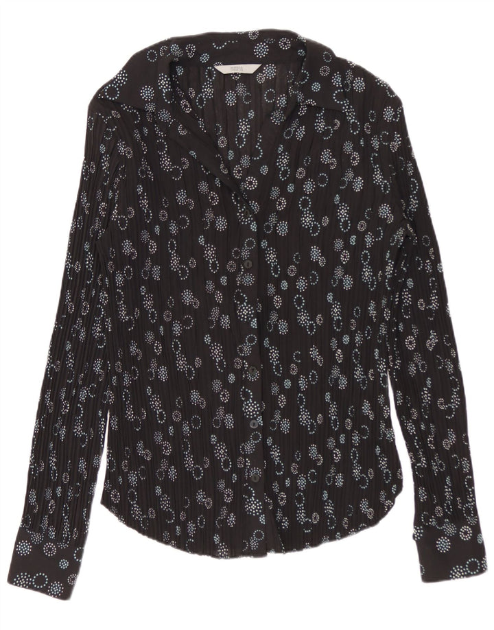 Marks & Spencer skjortebluse til kvinder UK 8 Lille sort geometrisk polyester