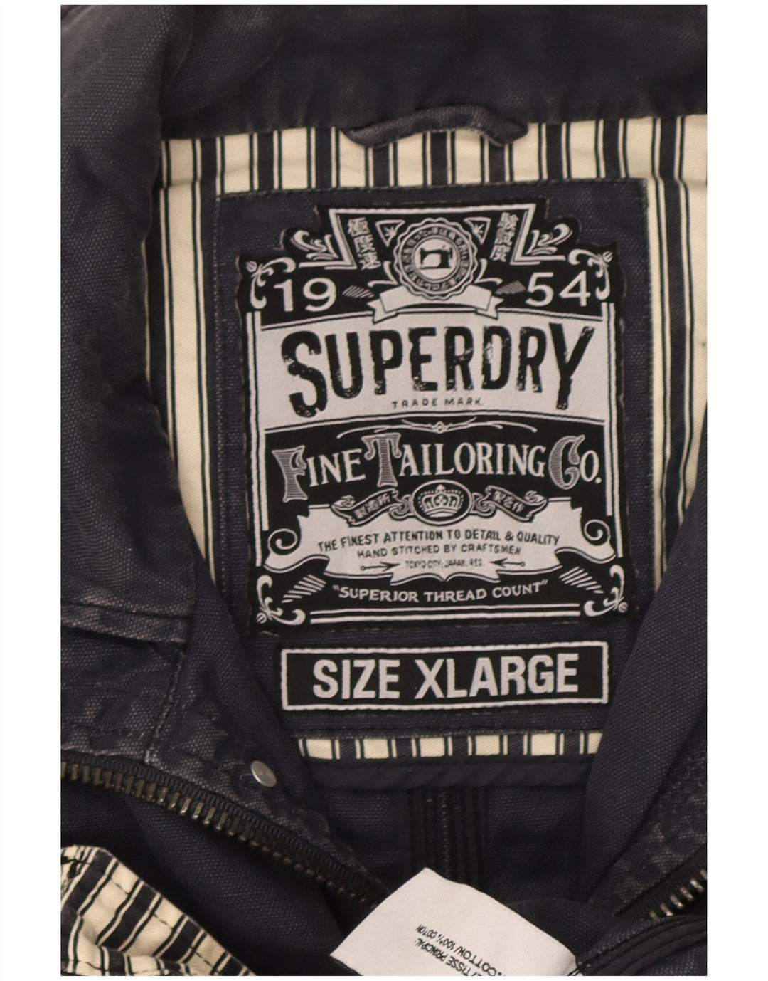Superdry Herre Utility Jacket UK 42 XL Navy Blue Cotton