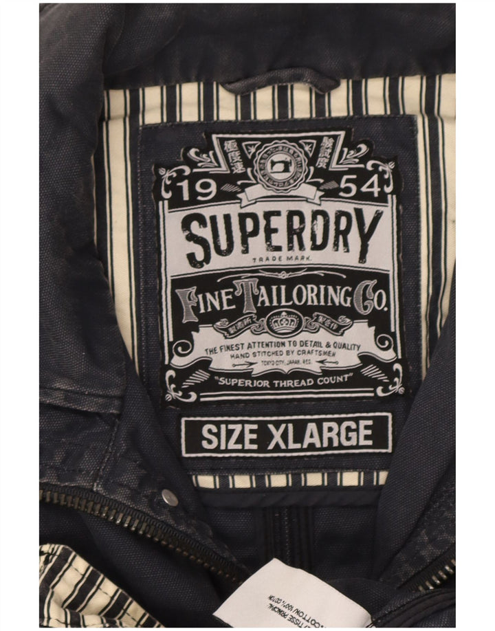 Superdry Herre Utility Jacket UK 42 XL Navy Blue Cotton