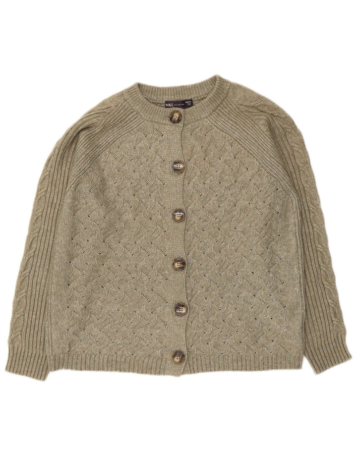 Marks & Spencer Dame Cardigan Sweater UK 14 Medium Khaki Polyester