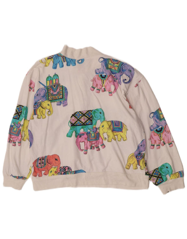 HEAD Dame Grafisk Sweatshirt Jumper UK 16 Large White Animal Print