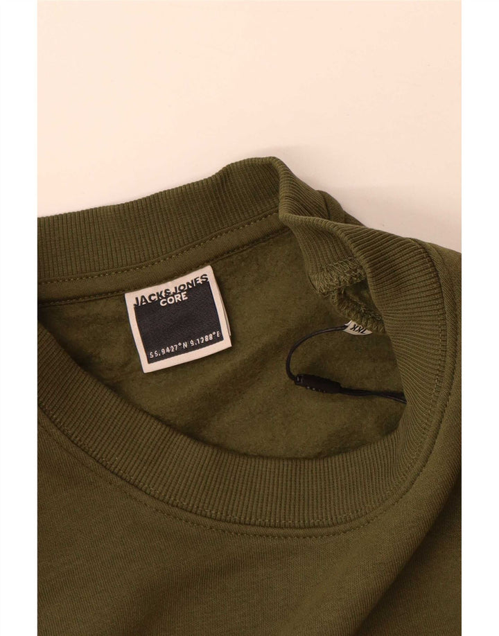 Jack & Jones Grafisk sweatshirt til mænd 2XL Khaki Bomuld