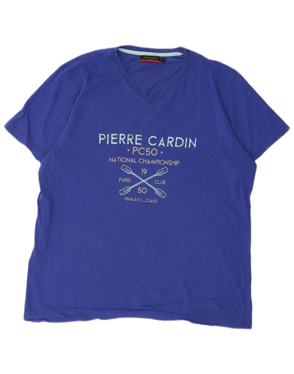 Pierre Cardin Mens Graphic T-Shirt Top XL Blue Cotton