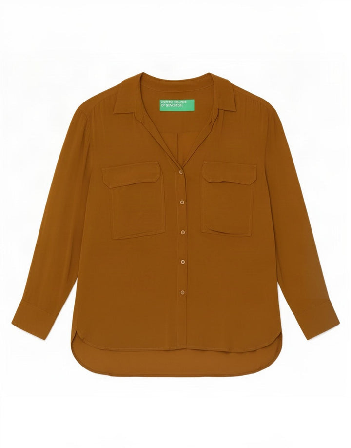 Benetton Dameskjortebluse UK 16 Stor Beige