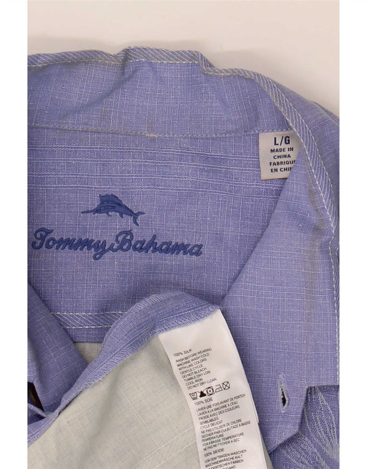Tommy Bahama Kortærmet Herreskjorte Large Blue Floral Silke