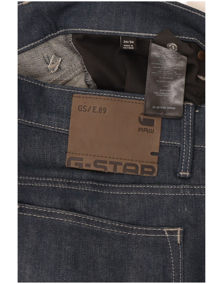 G-STAR Straight Jeans til mænd W34 L34 Marineblå bomuld