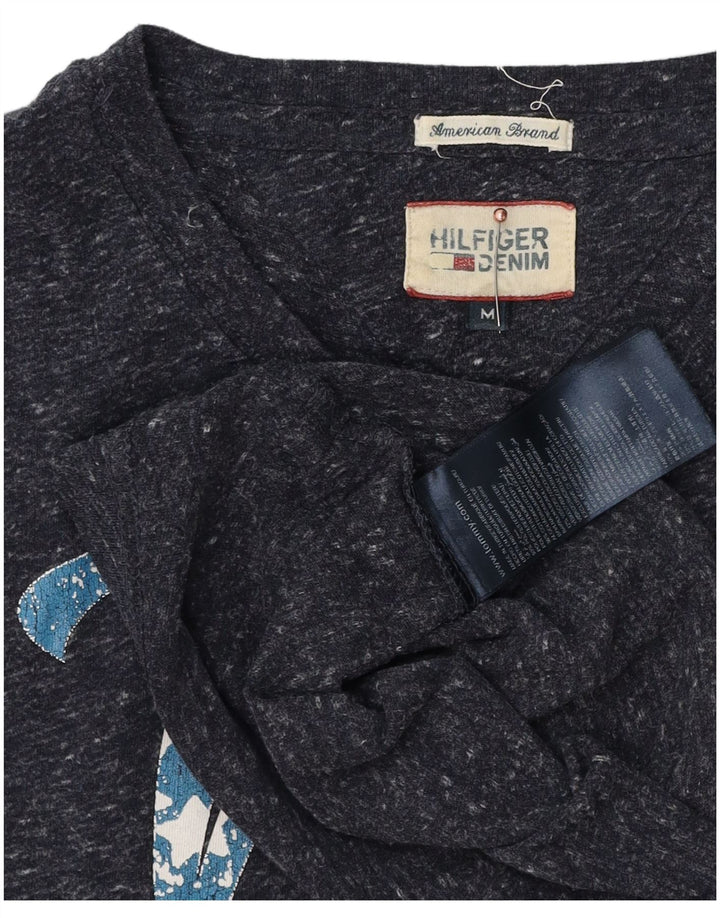Tommy Hilfiger Herre grafisk T-shirt Top Medium Marineblå Flecked Polyester